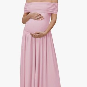 OUGES Sleeveless Maternity Maxi Dress – Pink (Small, New with Tags)